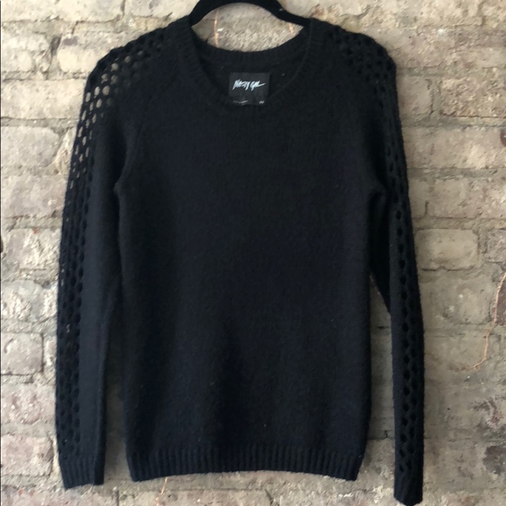 Nasty Gal Black long sleeve cutouts sweater XS